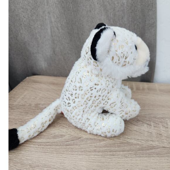 Wild Republic White Leopard 8" Gold Spots Black Ears Small Plush Stuffed Animal - Picture 5 of 7